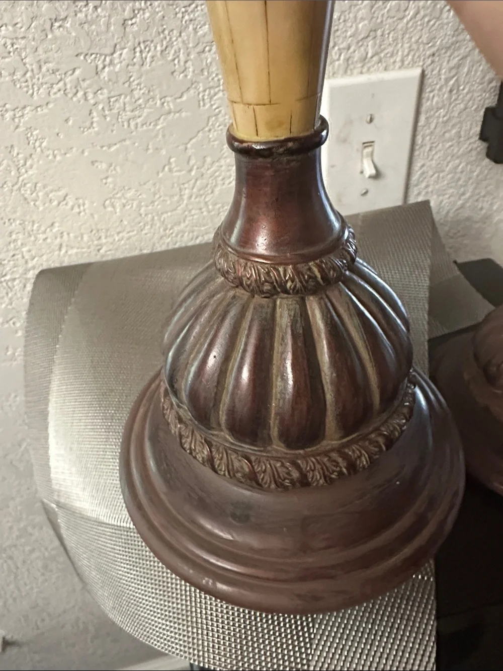 Home Accents Cream and Brown Mosaic Tapered Candle Holders (Pair)
